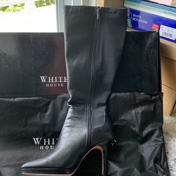 Leather and stretch black tall boots - Picture 2 of 5